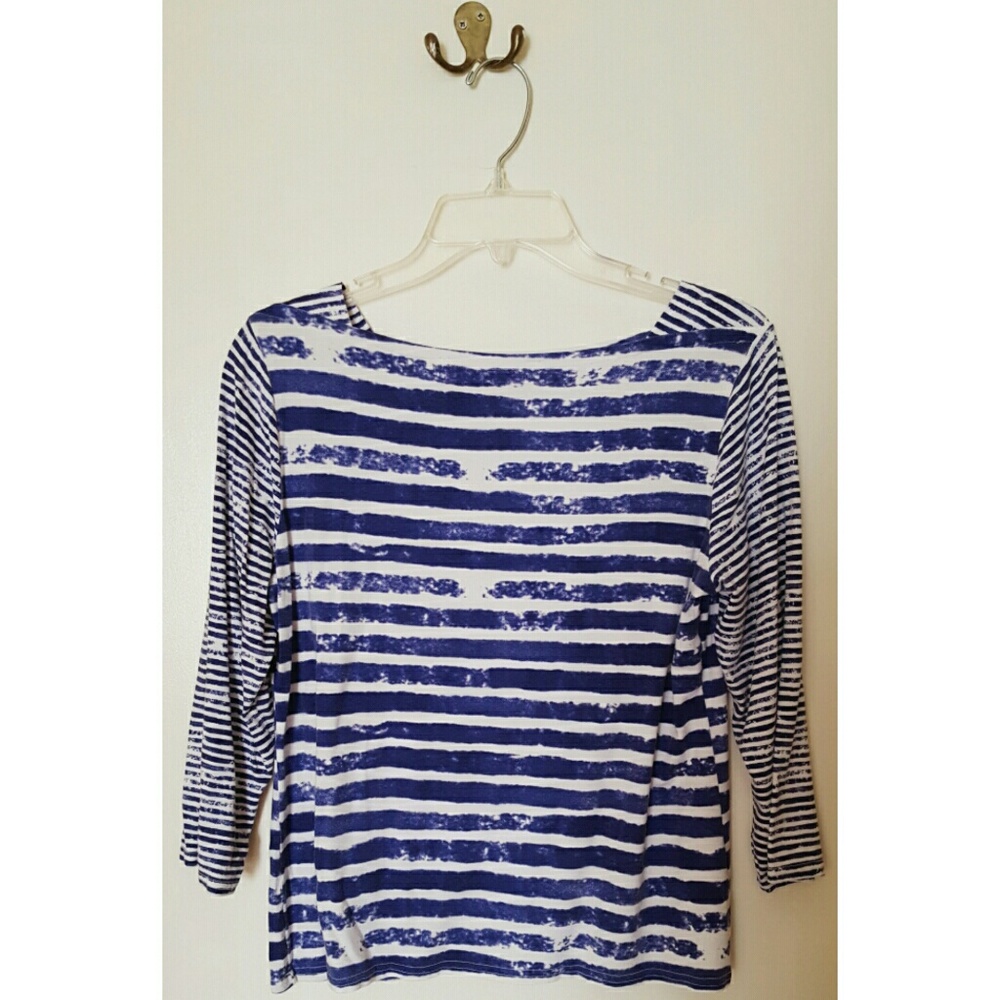 Blue and white striped top