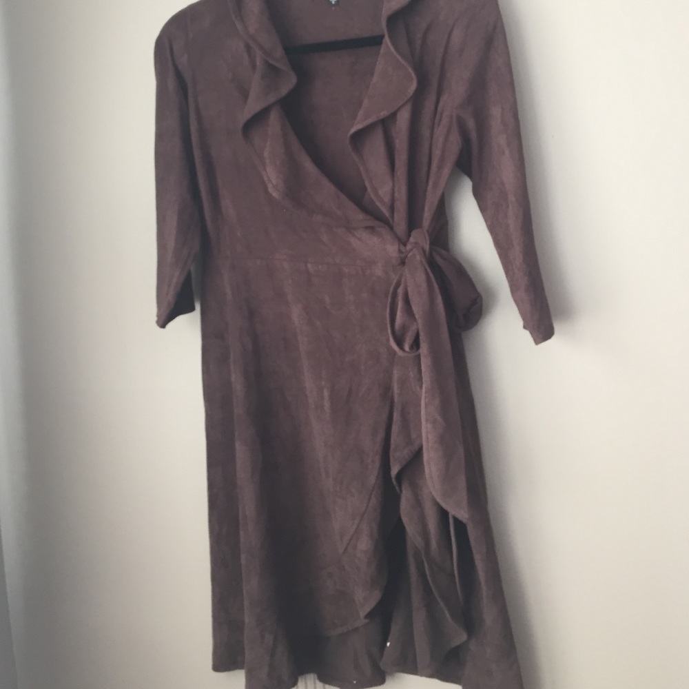 Chocolate brown faux suede dress
