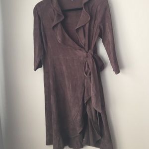 Chocolate brown faux suede dress