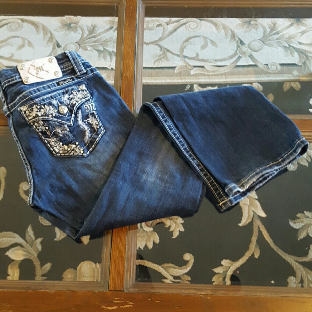 SEXY MISS ME MID-RISE EASY BOOT 28/31 BLING JEANS