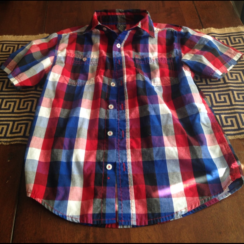 A checkered button down