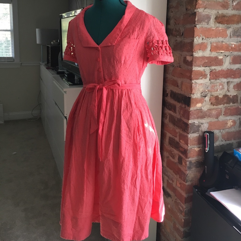 Anthropologie Maeve coral dress