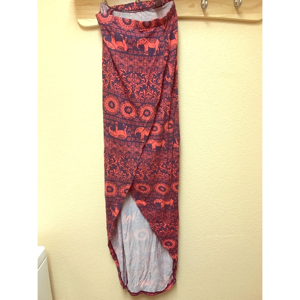 Tulip maxi skirt with elephant print
