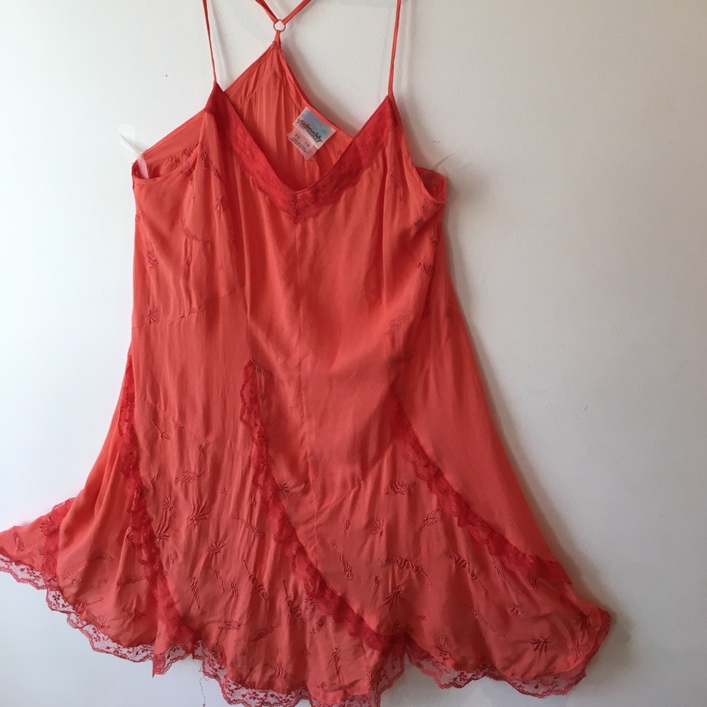 Free People Intimately Orange Slip Mini Dress