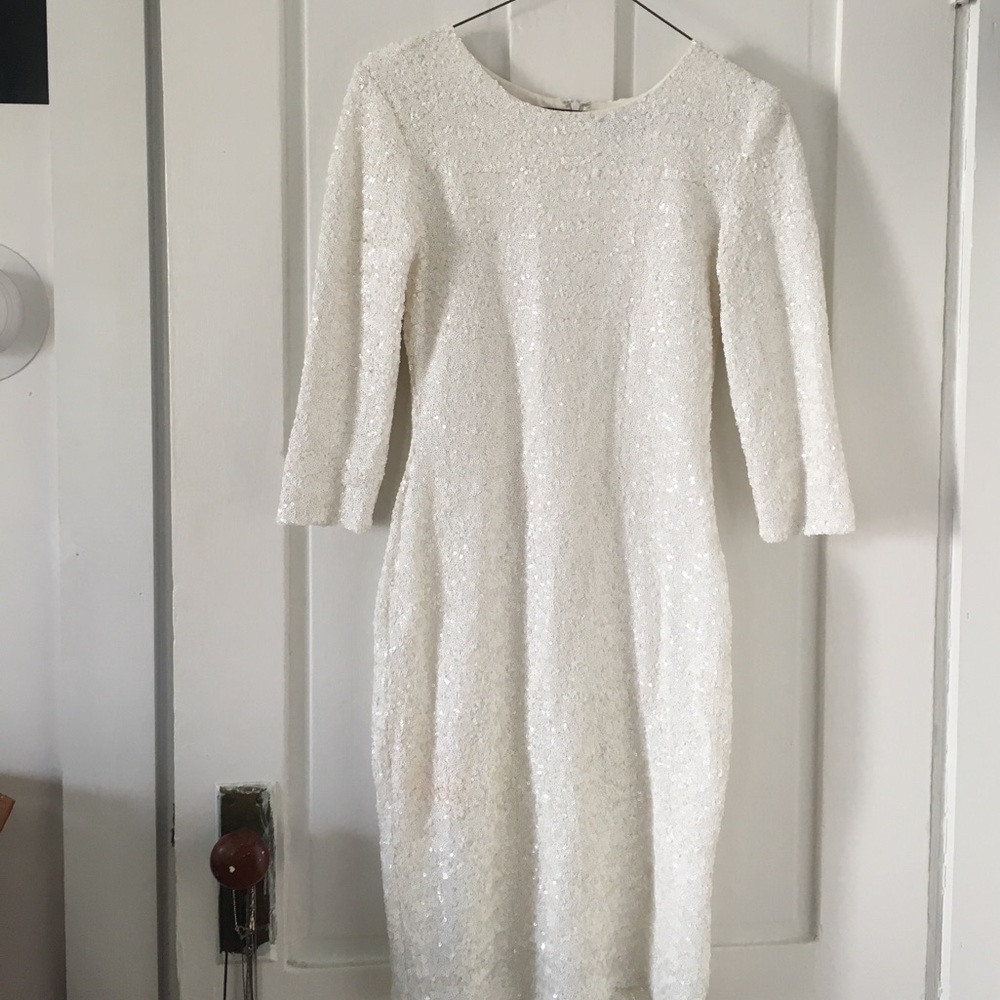 TFNC London 3/4" Sleeve Fitted Sequin Dress