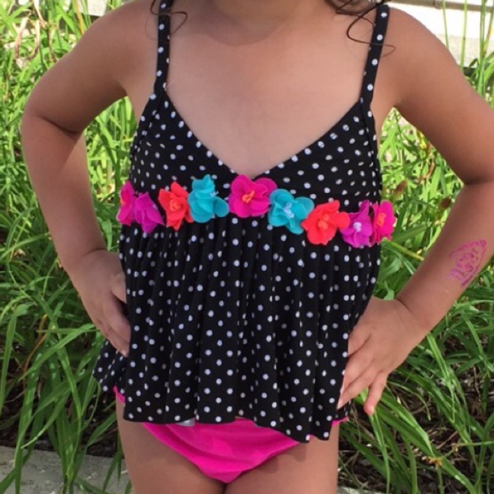 LOVE U LOTS GIRLS polka dot floral TANKINI!