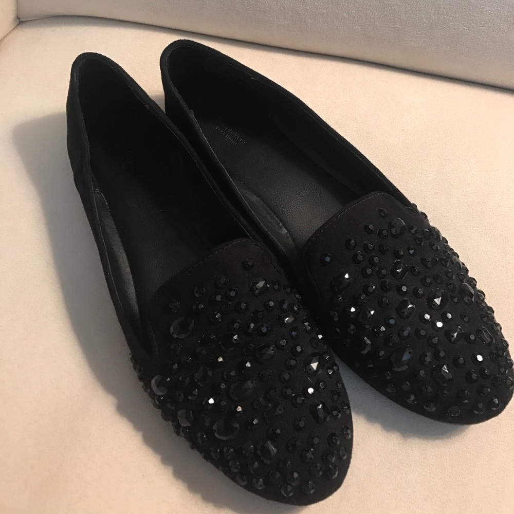 Black jeweled flats