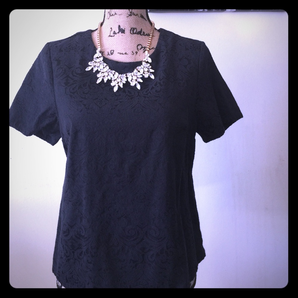 Express Black Lace Top Exposed Gold Zipper