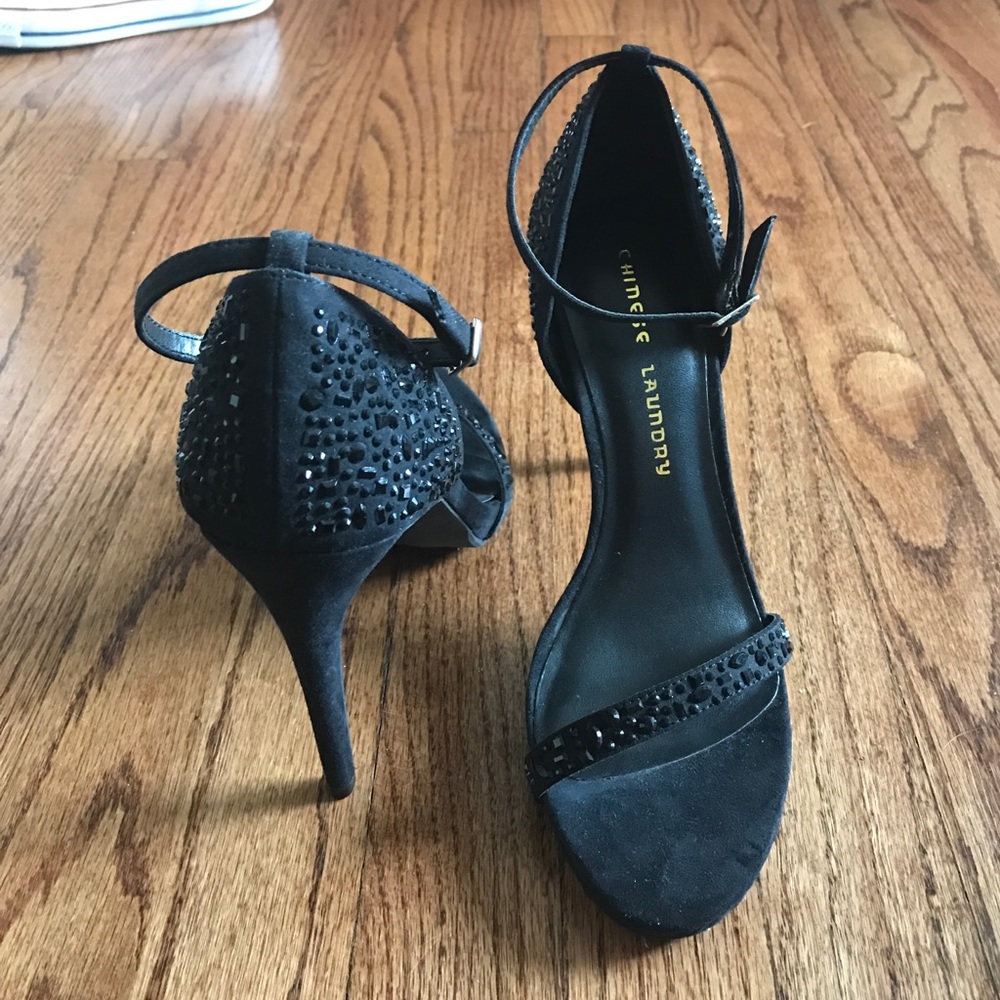 Chinese Laundry strapped pumps with rhinestones