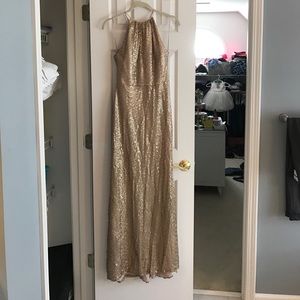 Amsale size 6 gold sequin dress
