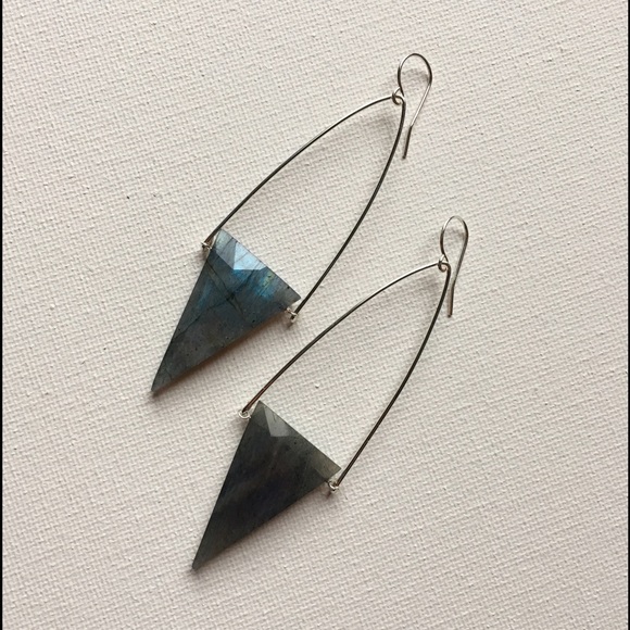 Veronica & Harold Jewelry - Faceted Labradorite Inverted Triangle Earrings
