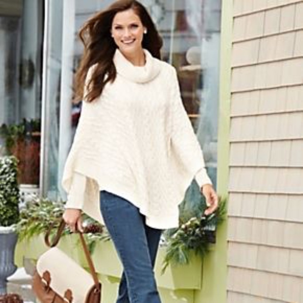 Talbots Cable Cowl Neck Poncho