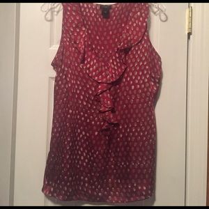 Burgundy and taupe print dressy shell blouse
