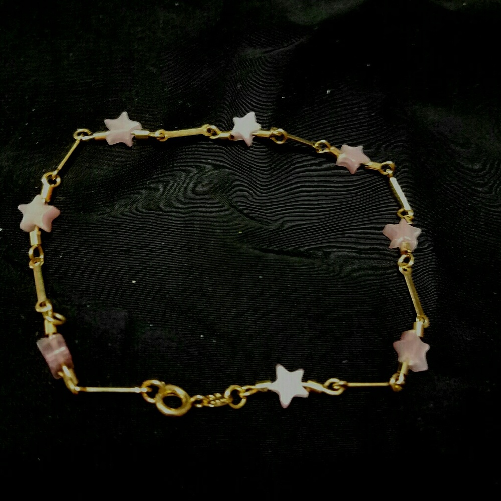 Pink Stars 18k Gold Field Ankle  bracelet