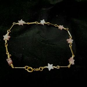 Pink Stars 18k Gold Field Ankle  bracelet