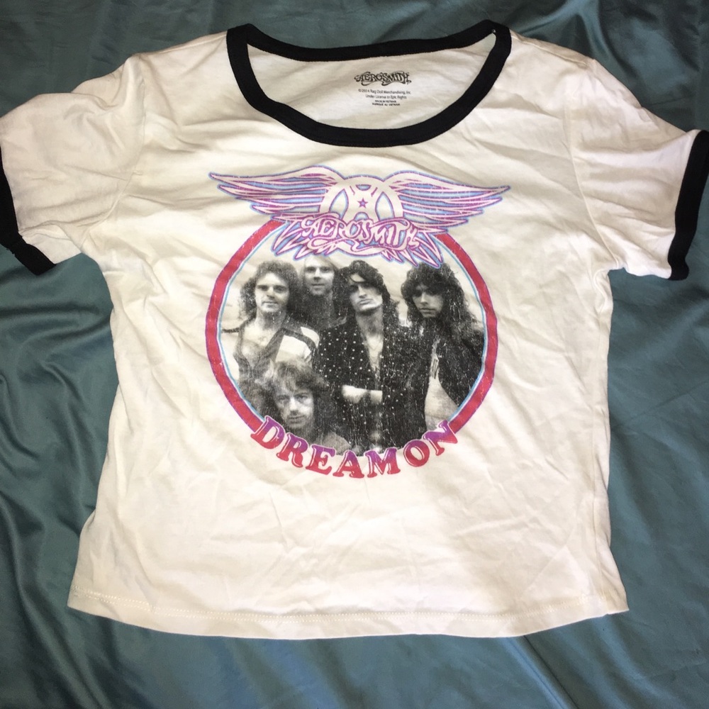Aerosmith vintage style ringer crop top