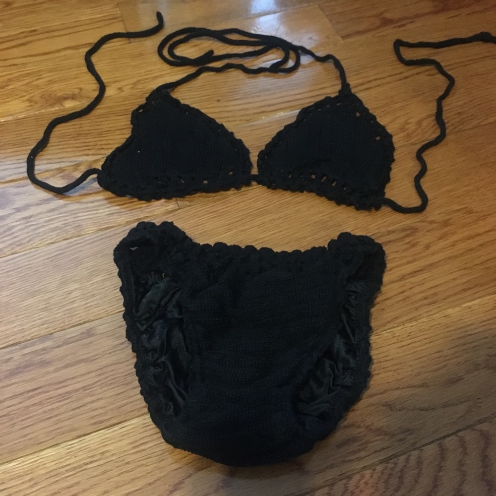 Victoria's Secret Black Crochet Bikini