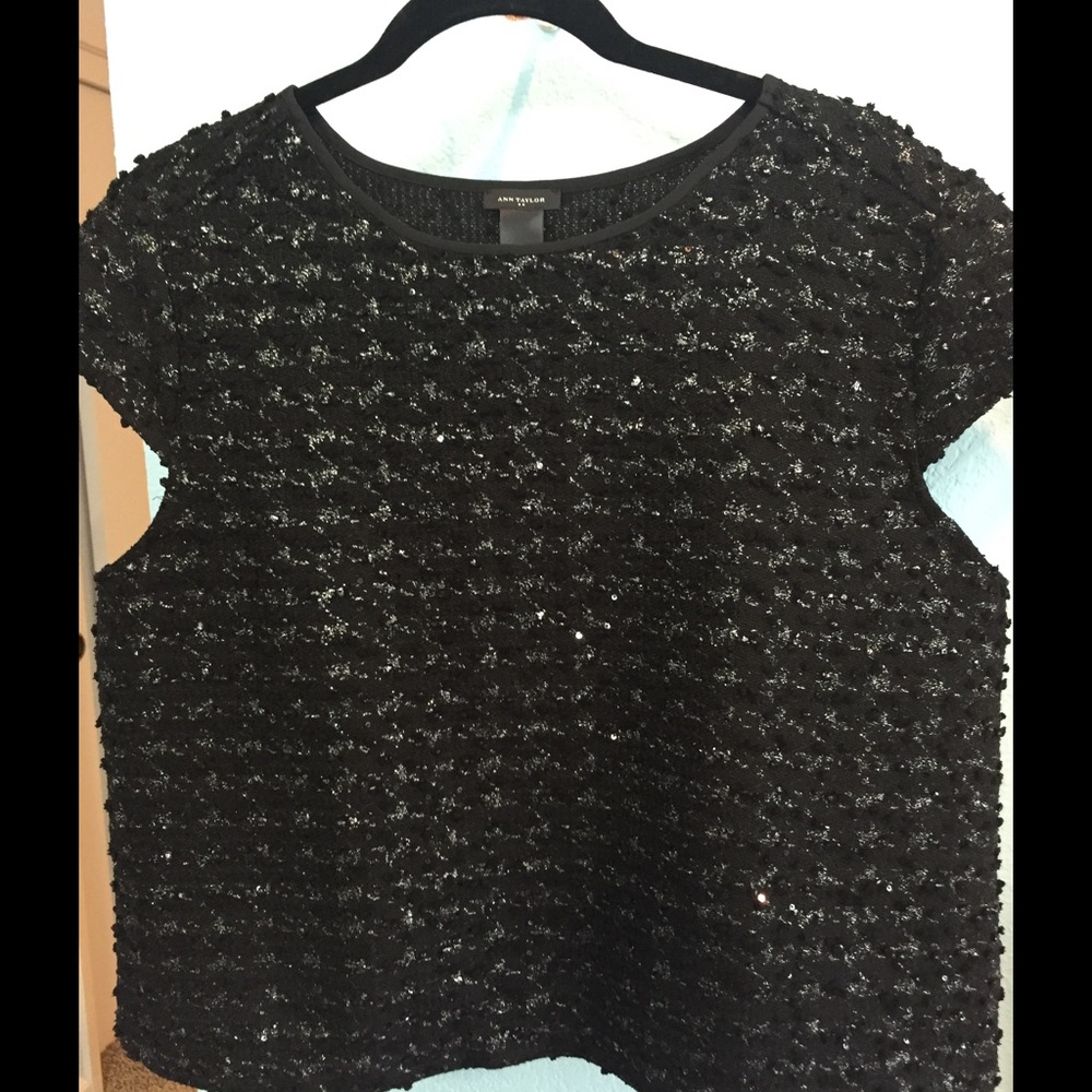 Ann Taylor Black Sparkle Topper
