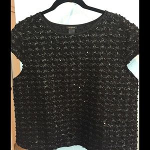 Ann Taylor Black Sparkle Topper