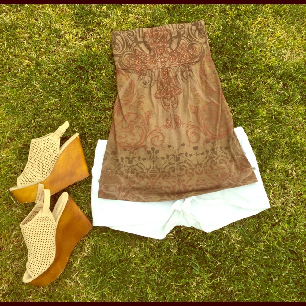 ✨tube top, brown and maroon design