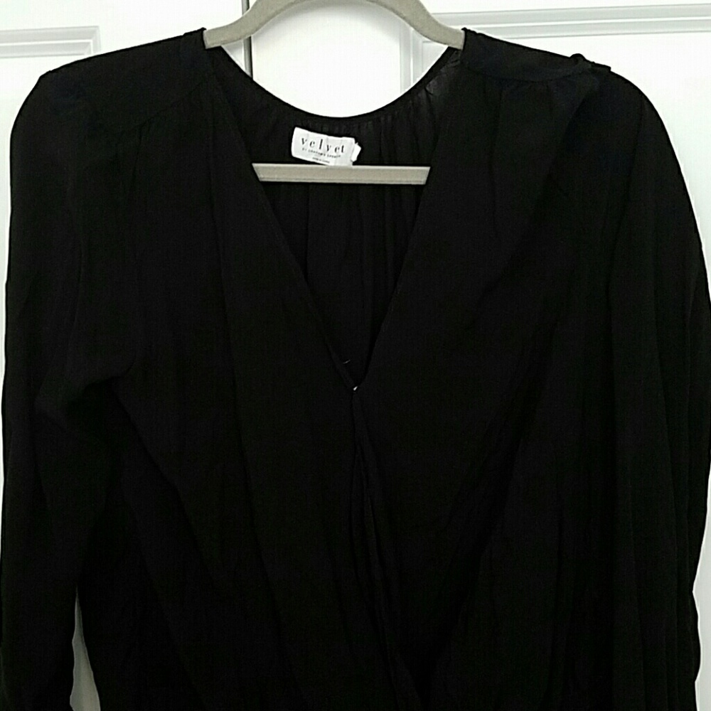 black wrap long sleeve shirt