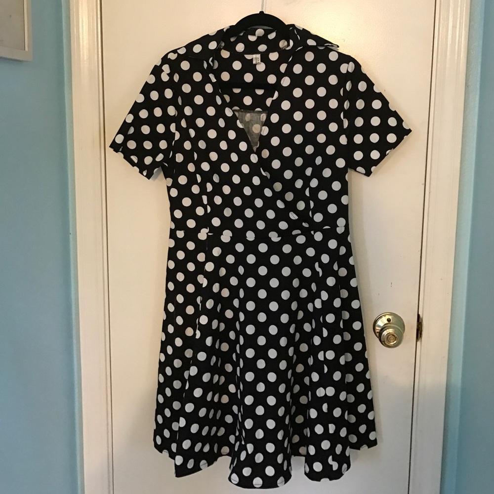 Cute retro plus size polka dot dress