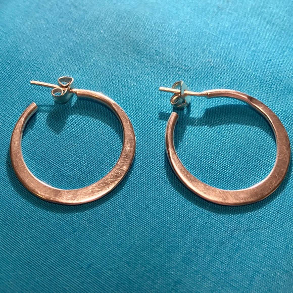 925 Stamped Sterling Silver Hoop Stud Earrings - Picture 2 of 3