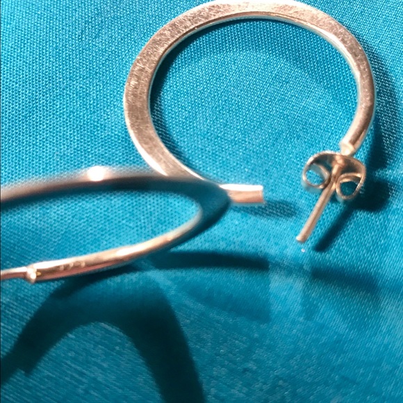 925 Stamped Sterling Silver Hoop Stud Earrings - Picture 3 of 3