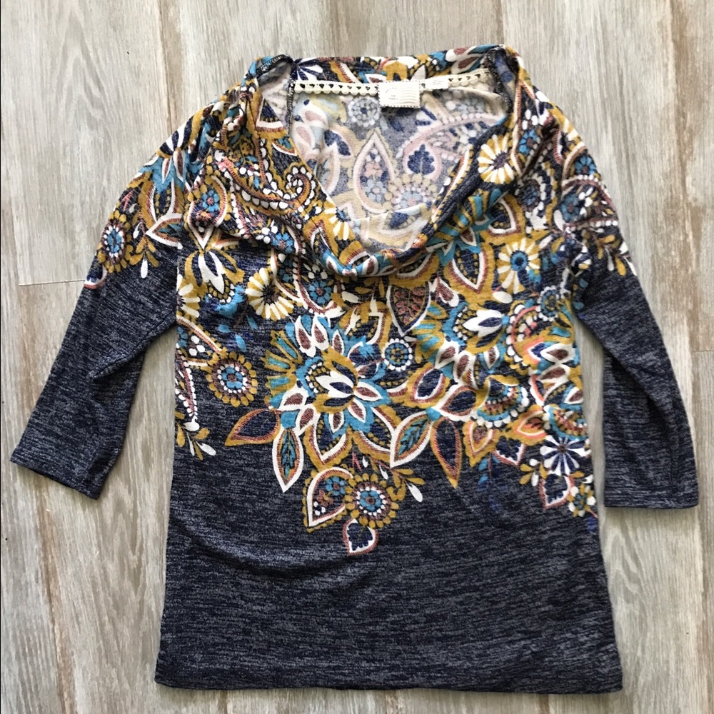Anthropologie 9-H15 StCL Floral Knit Drape Top XS
