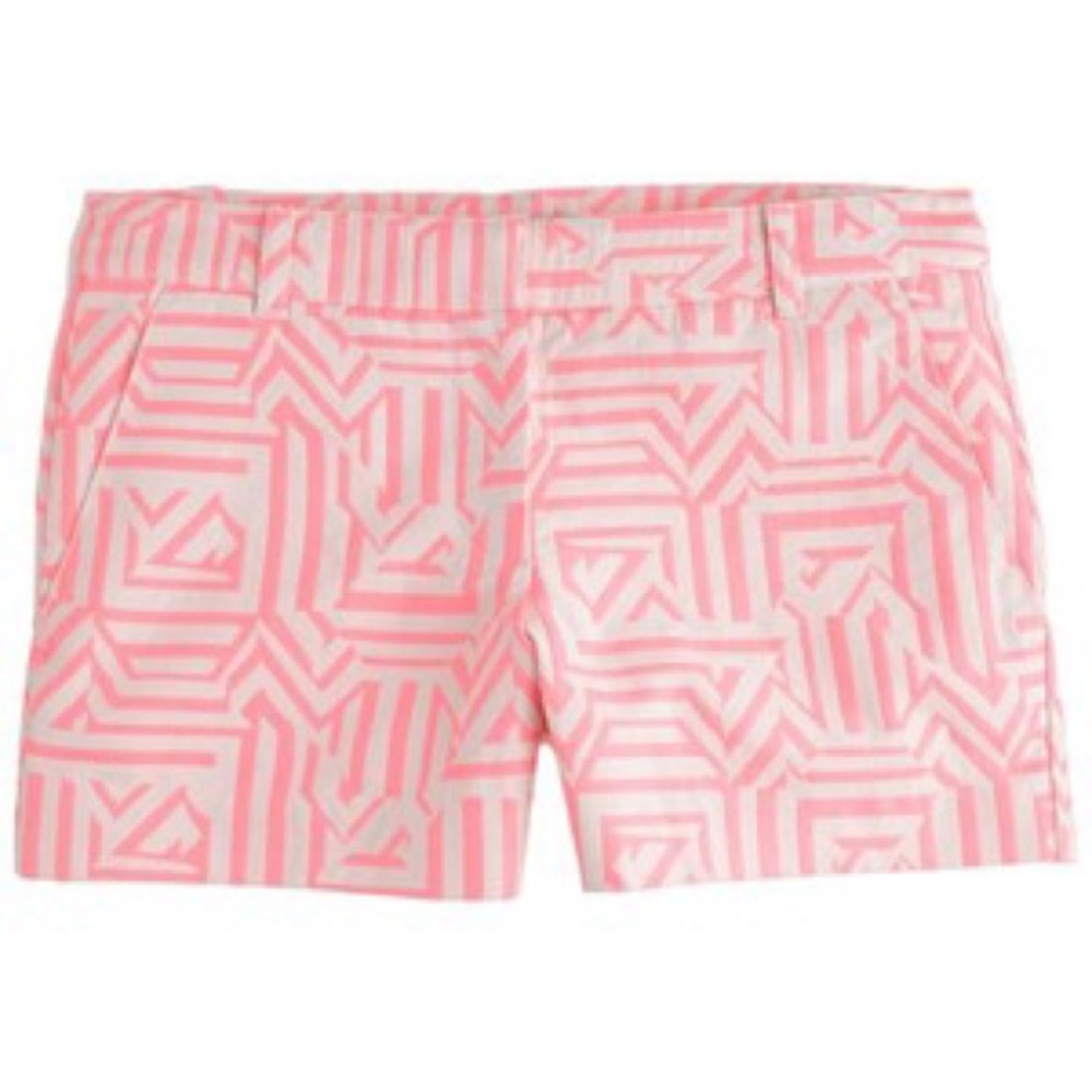Pink and White patterned chino shorts Jcrew