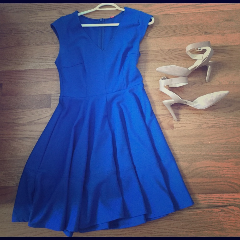 A-line royal blue dress