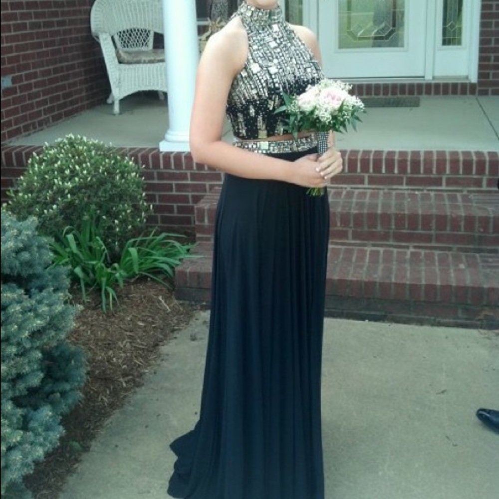 Black Sherri Hill two-piece prom dress