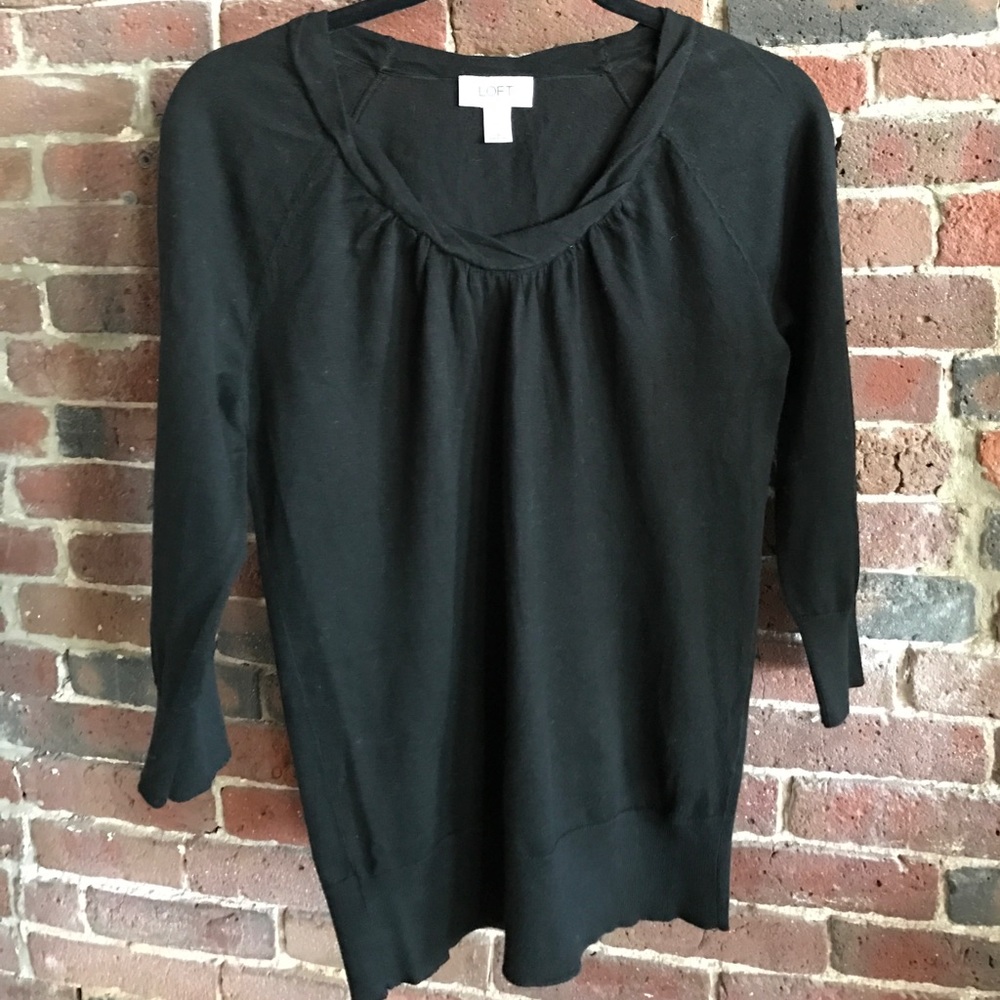 LOFT lightweight cotton sweater Black, Size Small
