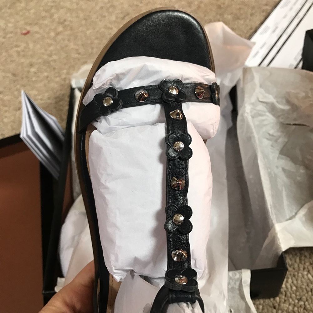 💯 Auth COACH Henriette Floral Rivet Studded Flats - Picture 6 of 8