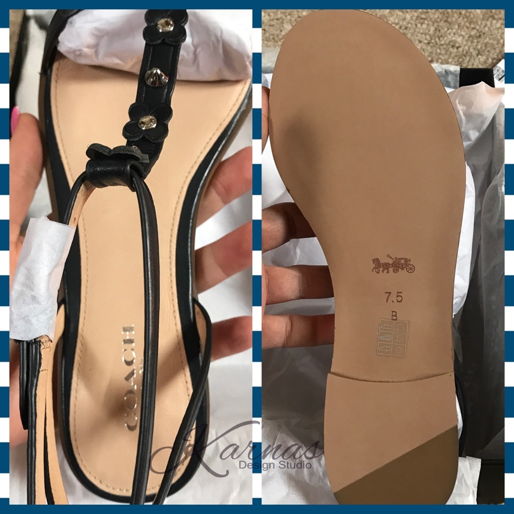 💯 Auth COACH Henriette Floral Rivet Studded Flats - Picture 7 of 8