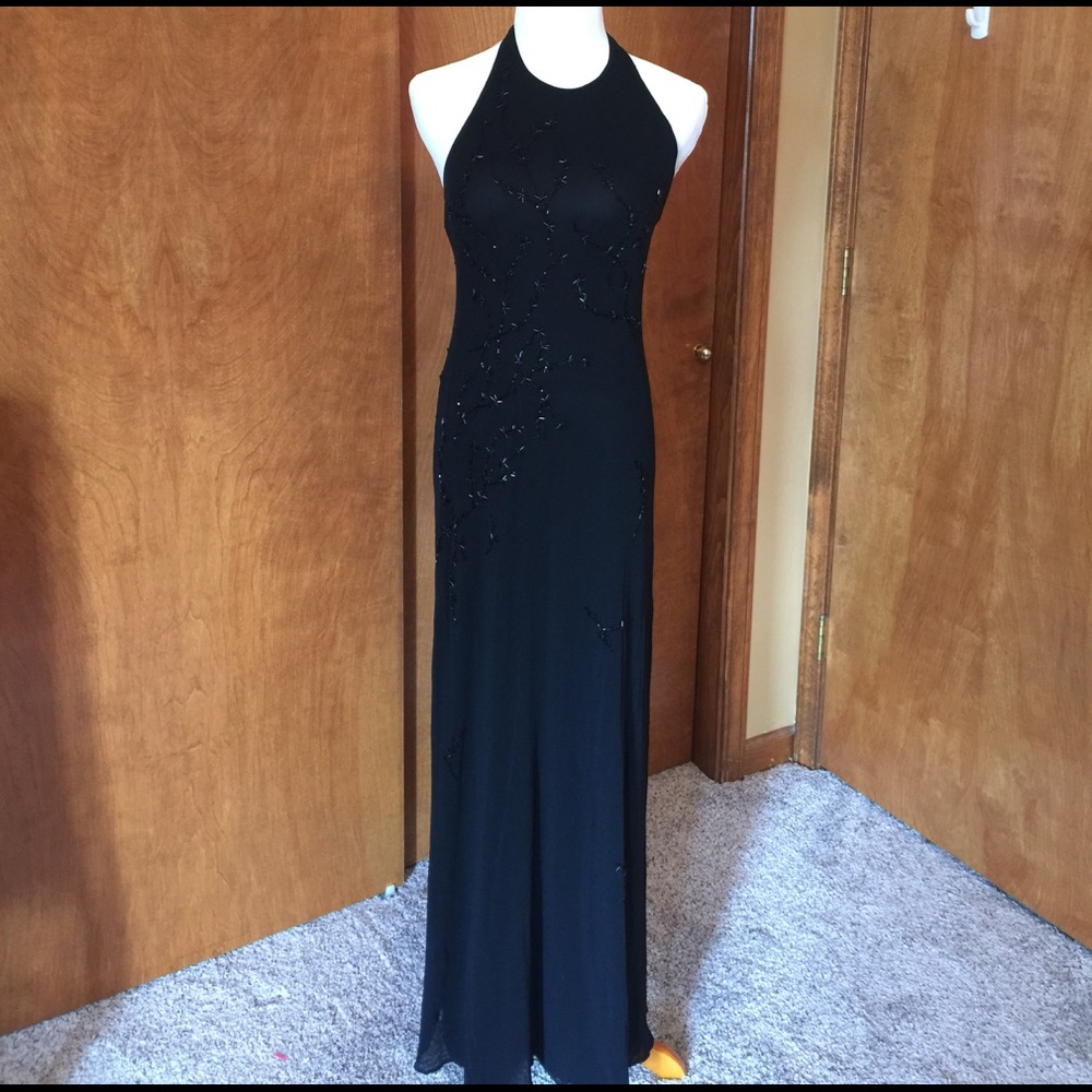 Long black beaded dress