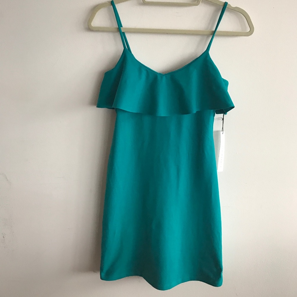 Susana Monaco "Gwen" Teal Monaco Ruffle Dress