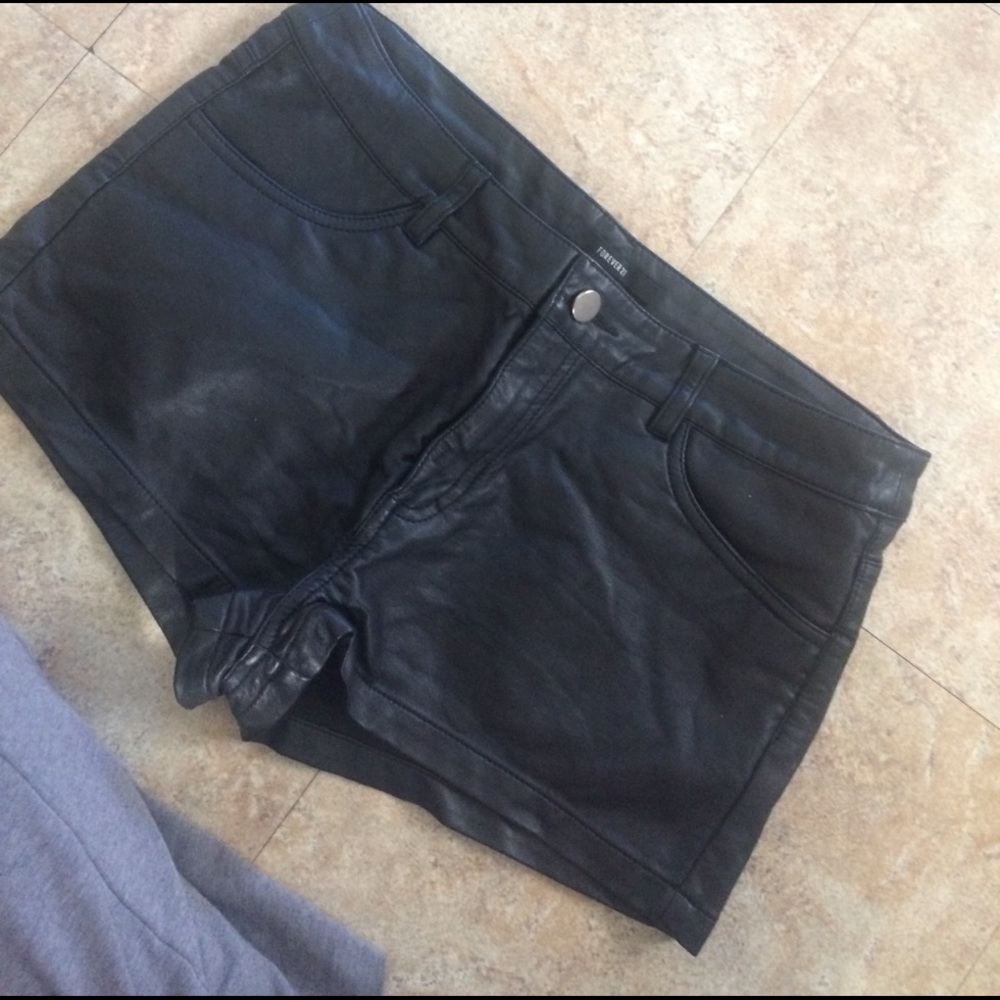 Black Leather / Pleather Shorts