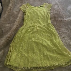 Neon yellow lace spring dress
