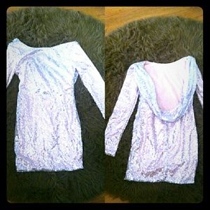 Light pink sequince low plunge back