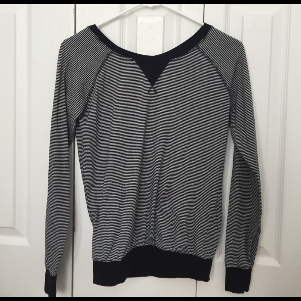 Black and White Striped Long Sleeved Top