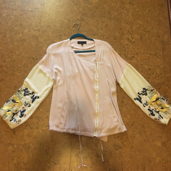 Pale Pink Blouse with embroidered bell sleeves - Picture 1 of 4