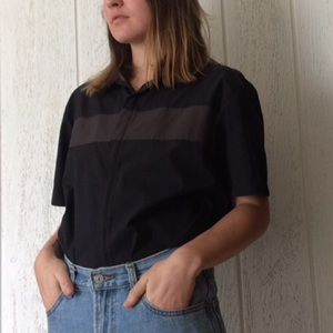 PRADA black short sleeve shirt with full zipper