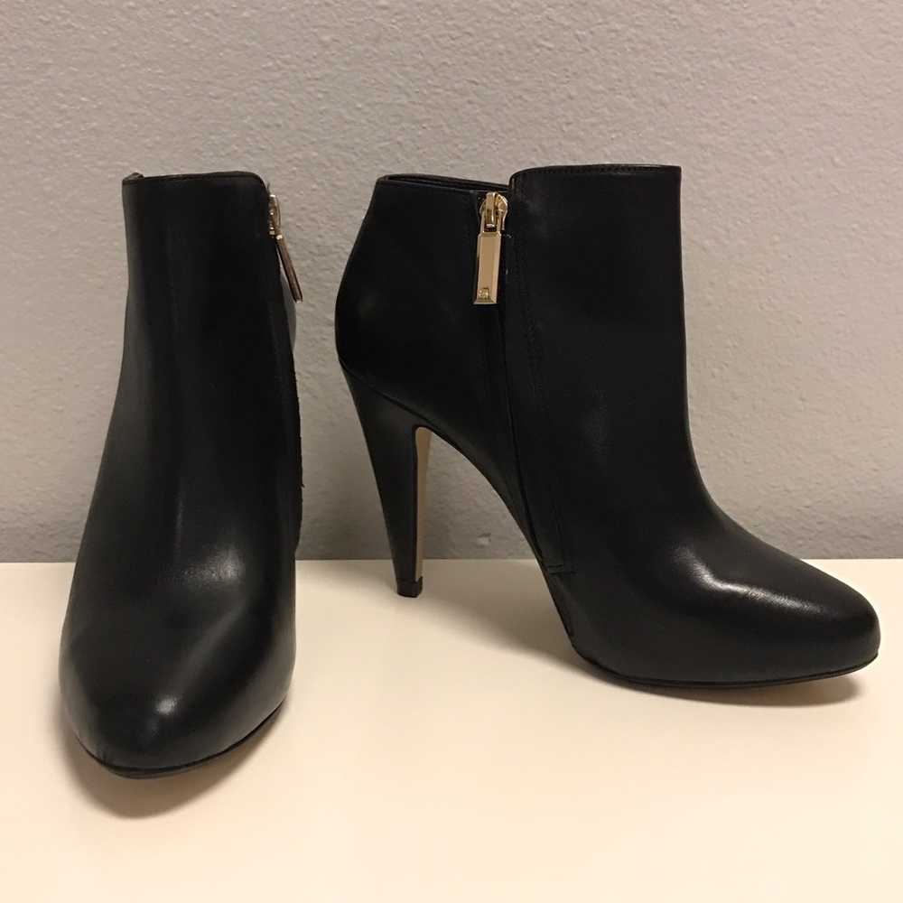 Black leather booties