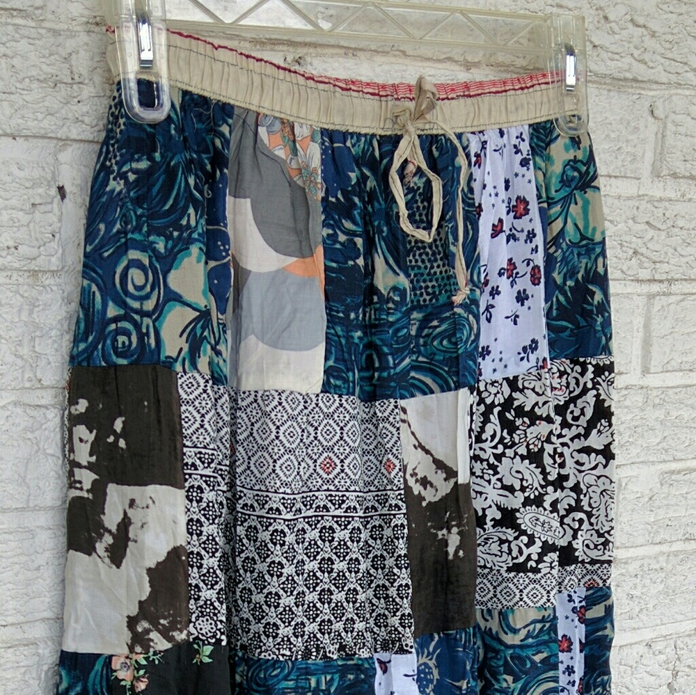 Hippie Patchwork Skirt Full Length Sz S/M
