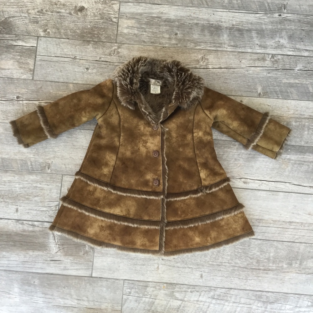 Kids suede and faux fur coat