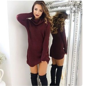 Red Turtleneck Sweater Dress