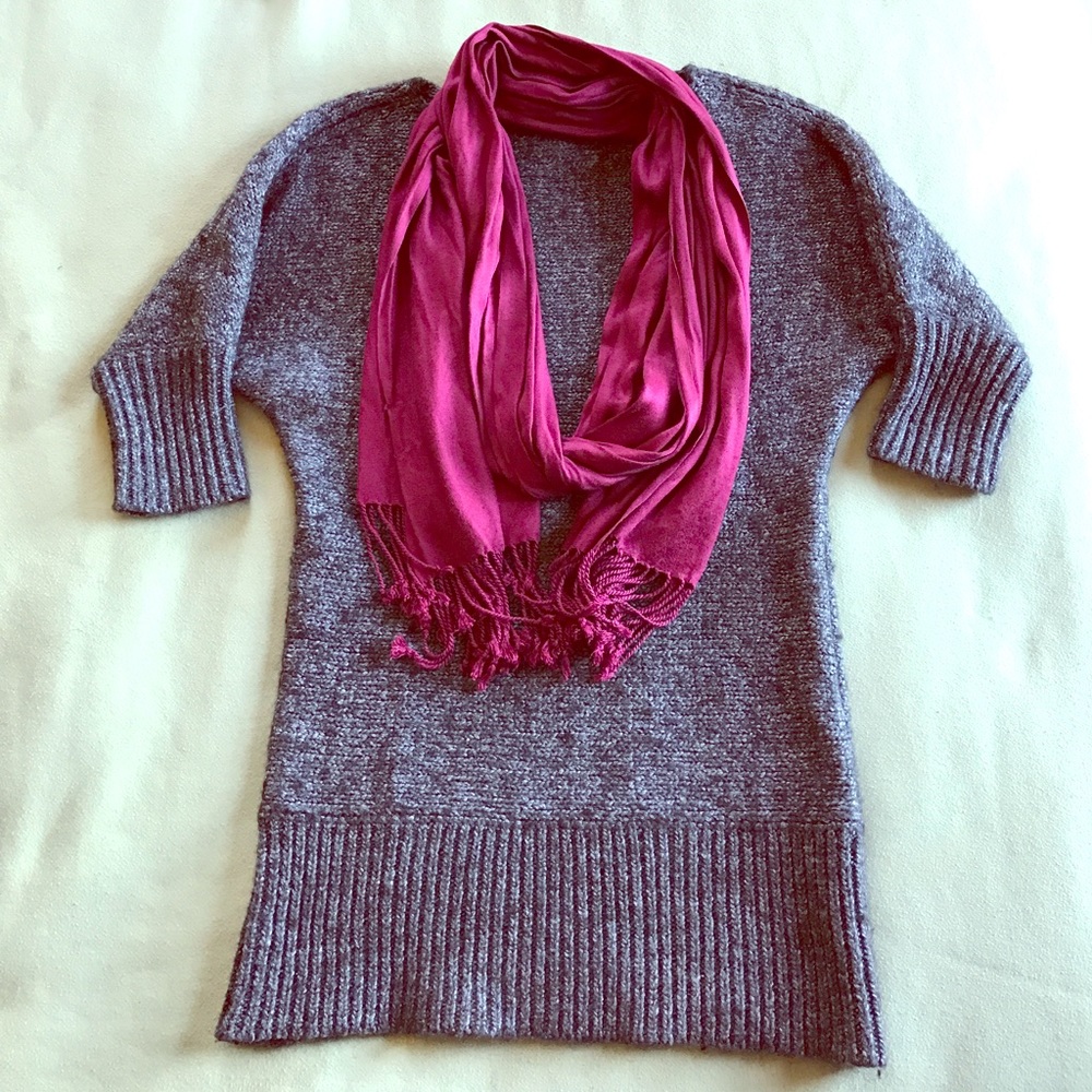 ANN TAYLOR grey wool blend sweater