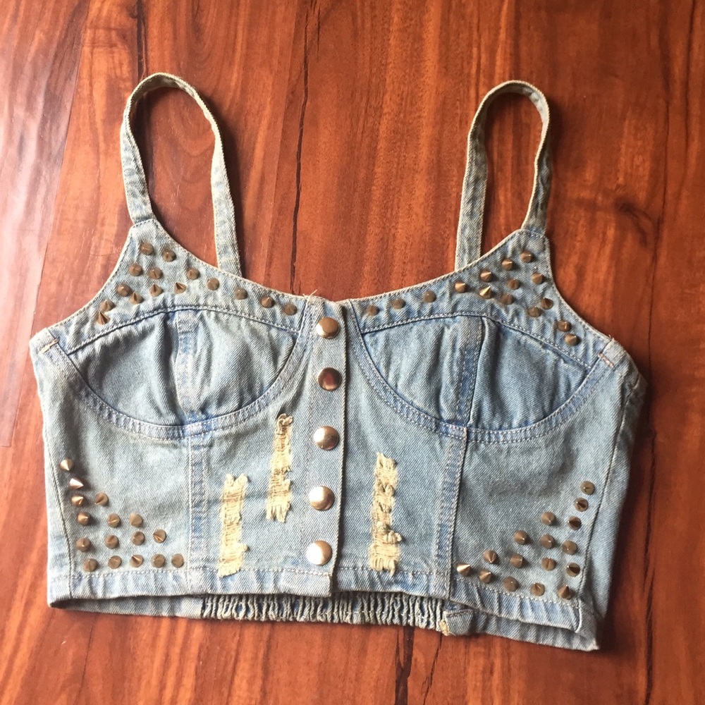 Distressed Denim Crop Top