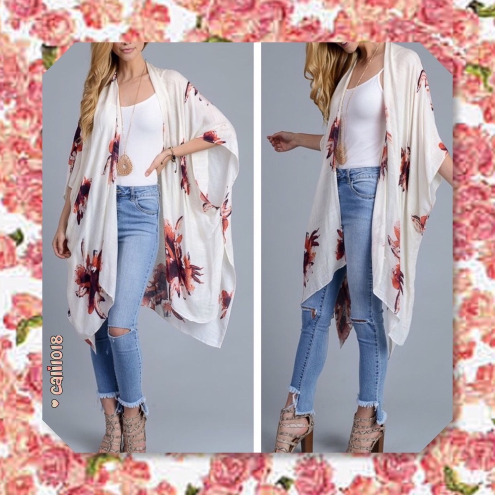 🆕 Kimono Cardigan Coverup Asymmetrical Tunic - Picture 2 of 5